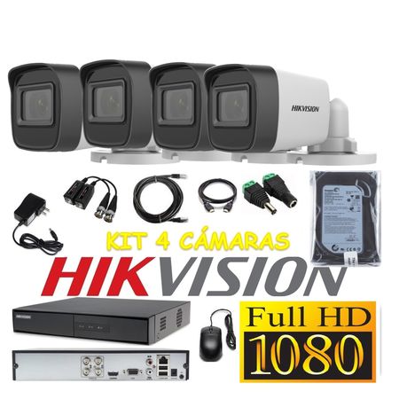 Cámaras Seguridad Kit 4 HIKVISION TUBO FULLHD Audio Incorporado 500Gb