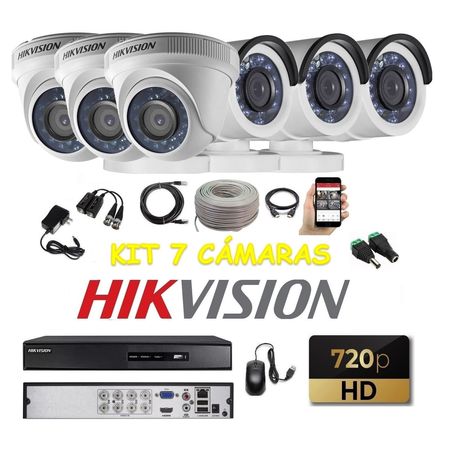 kit 6 Cámaras Seguridad HD Hikvision + Cable