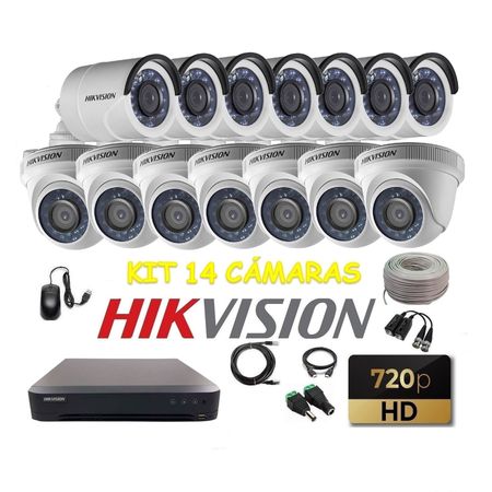 kit 14 Cámaras Seguridad HD Hikvision + Cable