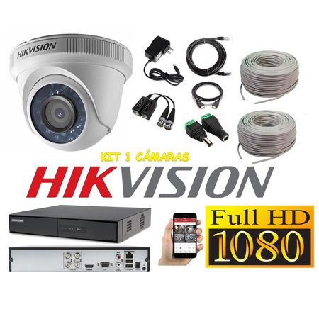 kit 1 Cámaras Seguridad Domo Interior FULLHD Hikvision + Cable