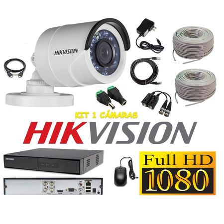 kit 1 Cámaras Seguridad Tubo Exteriror FULLHD Hikvision + Cable