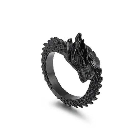 Anillo Para Hombre Modelo Dragón Negro Talla 11