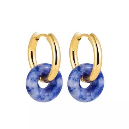 Aretes Marmoleado para Mujer Bañados en Oro 18K Azul