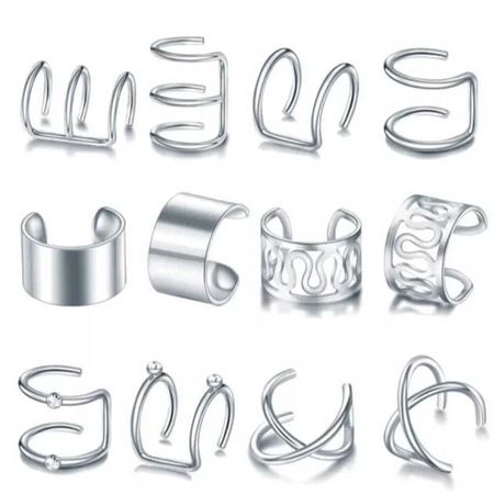 Pack x 12 pzas Aretes Clic a presión Plata