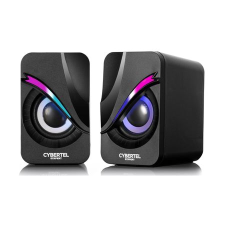 Parlante CYBERTEL CBX S301 gamer 2.0 para PC iluminación LED RGB