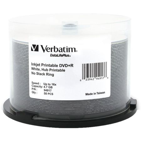 Disco Grabable Verbatim Dvd+R Datalifeplus Inkjet Hub Printable Paquete de 50 en Estuche
