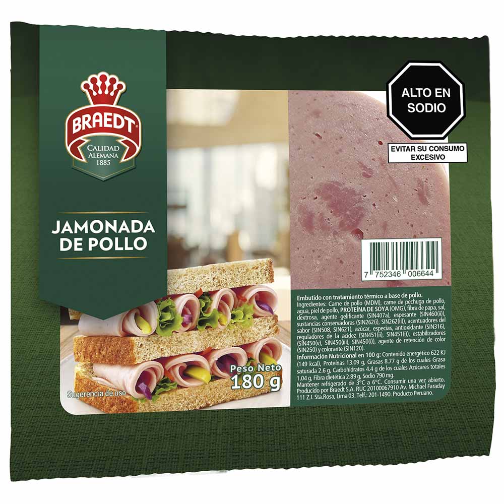 Jamonada de Pollo BRAEDT Paquete 180g