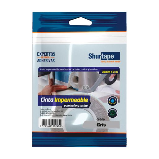 Cinta Impermeable Shurtape Ci-200 38mm x 3m Gris - Promart