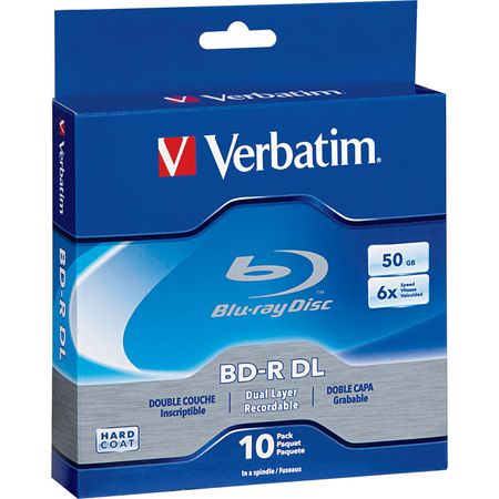 Paquete de 10 Discos Blu Ray Verbatim de 50Gb y Velocidad de Grabación 8X
