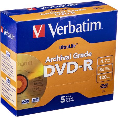 Pack de 5 Discos Grabables Verbatim Dvd R Ultralife Gold Archival Grade de 4.7Gb