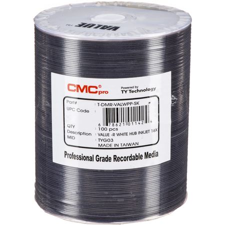 Discos Cmc Pro Dvd R 4.7Gb 16X Value Inkjet Printable Paquete de 100