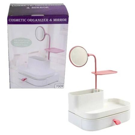 Organizador Maquillaje y Espejo para Labiales Brochas Joyas Arete White