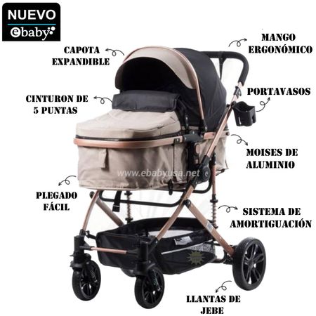 Coche Cuna Moisés de Lujo Bigi Beige