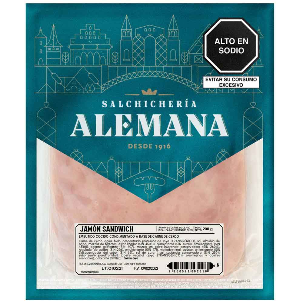 Jamón Sándwich SALCHICHERÍA ALEMANA Paquete 200g