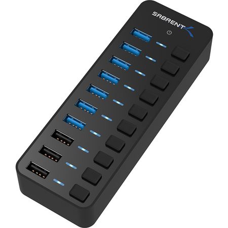 Hub Usb 3.0 Sabrent de 7 Puertos con 3 Puertos de Carga Inteligente