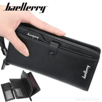 Billetera para Hombre de Cuero Larga Billetera con Tarjetero Desmontable - Negro