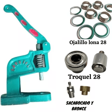 Remachadora para Ojales de Lona Nro 28 12mm Interior con Troquel Y Sacabocado