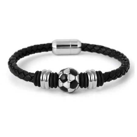 Brazalete Pulsera de Cuero Para Hombre Mod Balón Negro