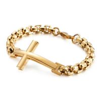 Pulsera Brazalete Para Hombre Bañado en Oro Mod Cristiano Dorado