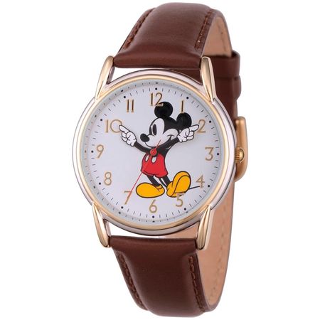 Reloj Disney Clásico Mickey Mouse Analógico Piel Dama - Dorado