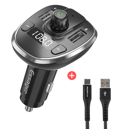 Transmisor Fm Autos Bluetooth Mp3 Cargador Llamadas + Cable USB Tipo C