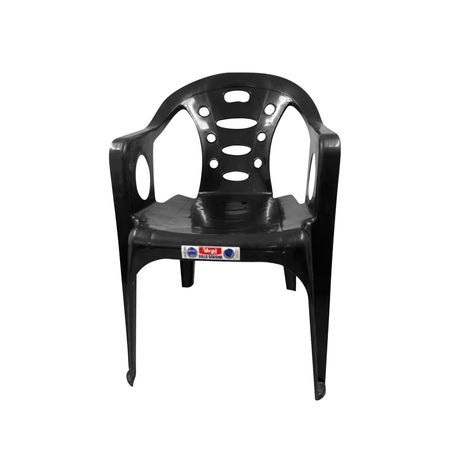 Silla De Plástico Con Brazos Negra Antideslizante