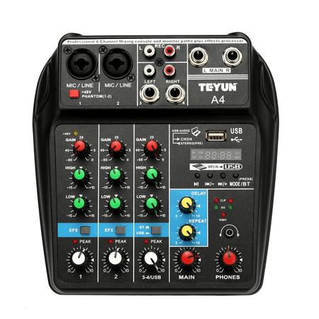 Mezcladora Mixer Audio 4 Canales Bluetooth Mp3 Teyun A4