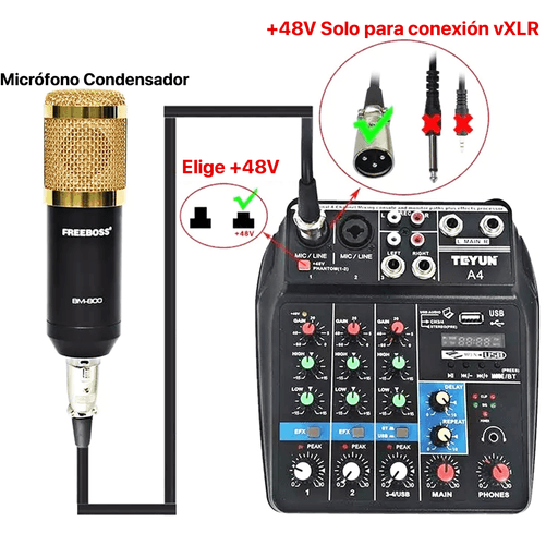 Mezclador de Audio Profesional 4 Canales Mezclador Audio USB Bluetooth -  Promart