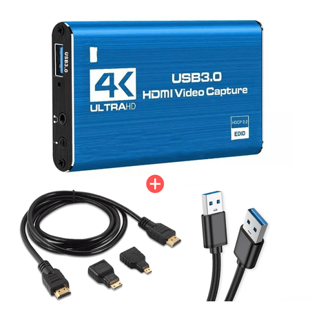 Capturadora Video Hdmi Usb 3.0 4k Multiplataforma + Cable HDMI Full HD