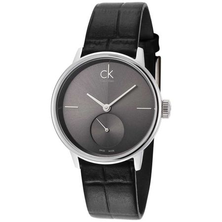 Reloj Calvin Klein Accent K2Y211C3 Suizo Para Hombre Correa de Cuero Negro Dial Gris