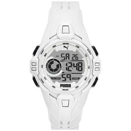 Reloj Puma Bold P5039 para hombre Digital Cronometro Alarma Luz de Fondo Correa de Silicona Blanco
