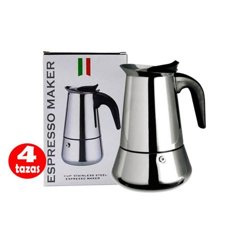 Cafetera Italiana 4 Tazas Acero Inoxidable Espresso Maker