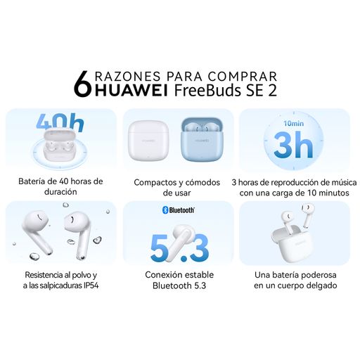 HUAWEI FreeBuds SE 2 - Auriculares inalámbricos de 40 horas de duración de  la batería - Auriculares intrauditivos