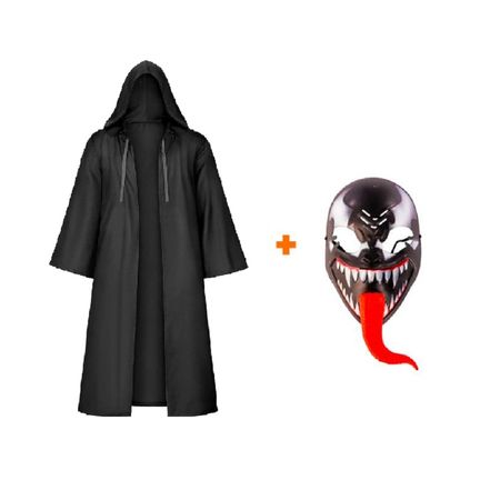 Disfraz Halloween Traje Negro  y Máscara Venom LED Talla L Disfraz Halloween Traje Negro y Máscara Venom LED Talla L