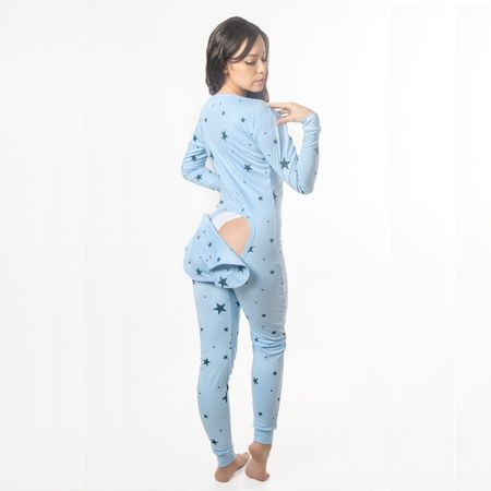 Pijama Sexy Abertura Trasera Mujer Media Naranja Talla M Color Celeste