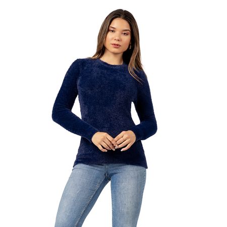 Polera Básico de Angora Color Azul Marino Polera Básico de Angora  Color Azul Marino Talla L