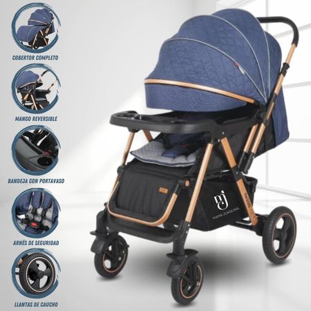 Coche Cuna de Lujo Baby Happy Passo Edición Limitada Azul