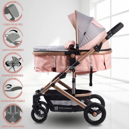 Coche Cuna Moisés de Lujo Ebaby Comfort Rosado