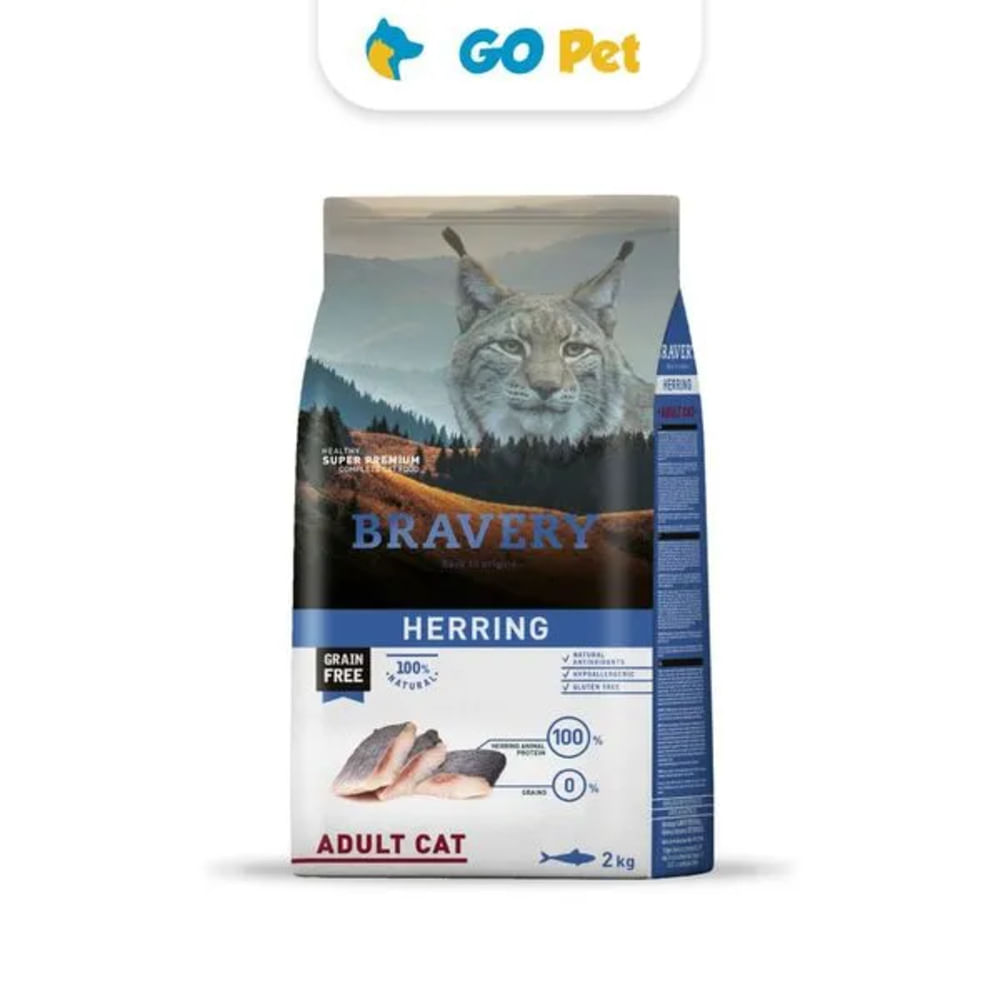 Bravery Herring Adult Cat 2 kg  Arenque Gato Adulto