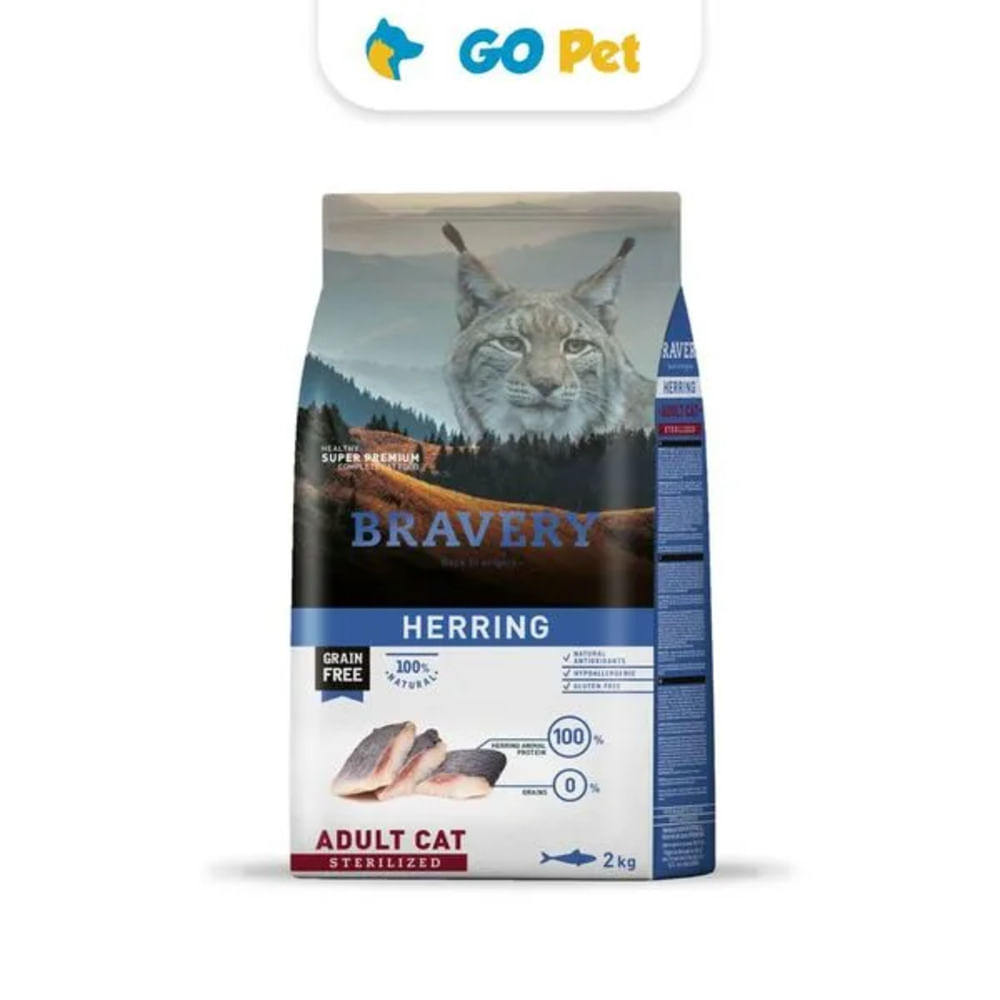 Bravery Herring Adult Cat Sterilized 2 kg  Arenque Gato Adulto Esterilizado