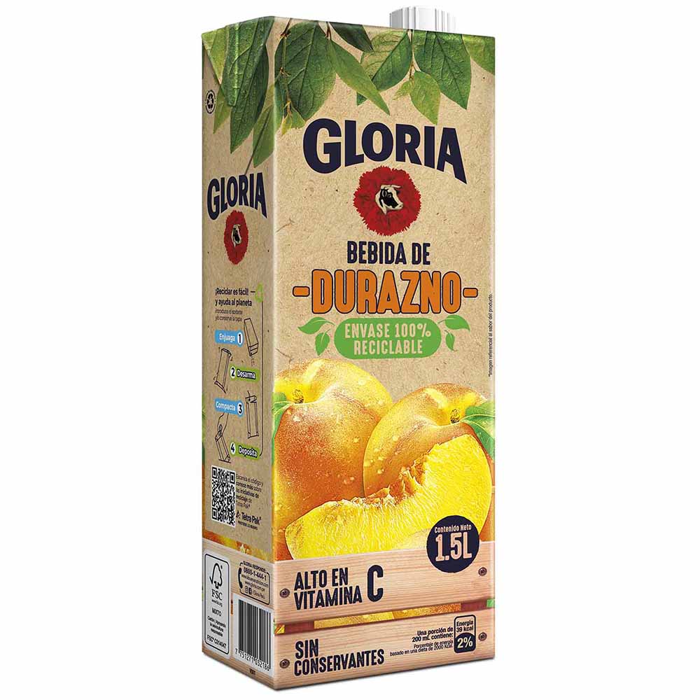 Bebida GLORIA Sabor a Durazno Tetrapack 1.5L