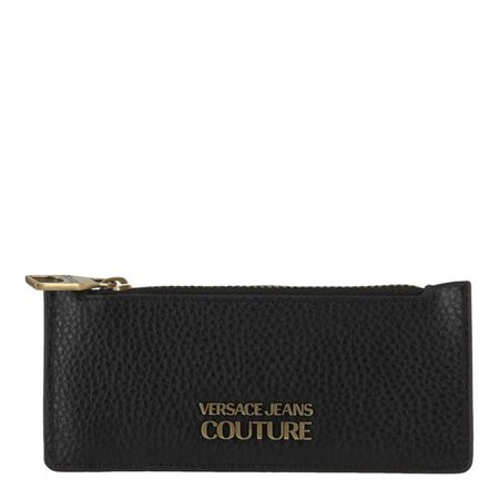 Tarjetero con cremallera y logotipo granulado de Versace Jeans Couture para hombre en negro