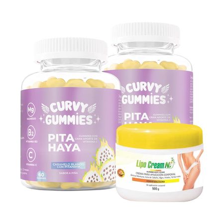 2 Suplemento Pita haya Gomitas + Crema Quemador Tapa Amarilla Lipo Cream Ni
