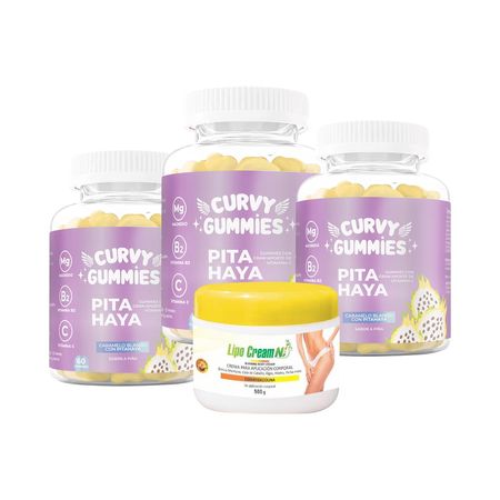 3 Suplemento Pita haya Gomitas + Crema Quemador Tapa Amarilla Lipo Cream Ni