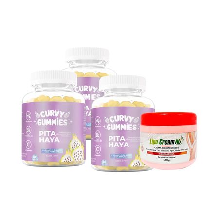 3 Suplemento Pita haya Gomitas + Crema Thermogenesis Tapa Roja Lipo Cream Ni