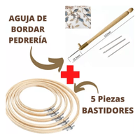 Set de Bordado Juego Bastidor Más Aguja para Bordar Pedrería Mostacilla Y Lentejuelas