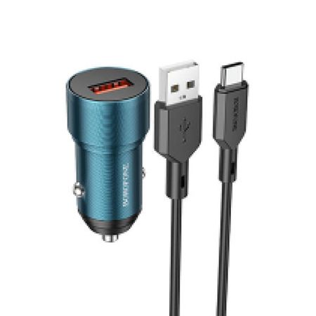 Cargador Para Auto Usb 3.0 Y Cable Tipo C Azul Bz19a