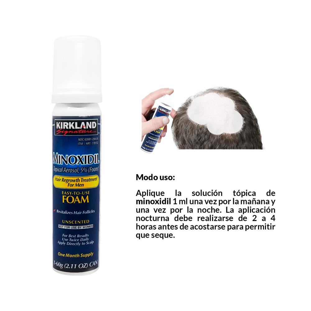 Minoxidil para Cabello y Barba Espuma Kirkland 60 ml Pack 6 Unidades