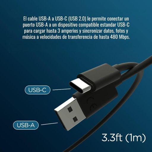 Cable de Carga y Datos Motorola Essential Cable USB-A a USB-C 1
