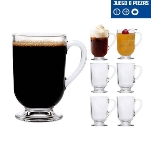 Juego de 6 Tazas de Vidrio para Café Capuccino Tallo Alto - Promart